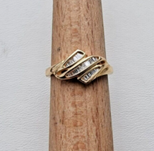 14K Yellow Gold Baguette Cut Natural Diamond 0.25CT CHANEL-SET Ring Size 6.75 - £343.65 GBP