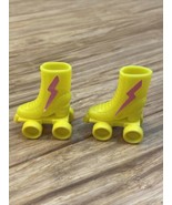 Vintage Barbie Yellow Pink Lightning Bolts Roller Skates Accessories KG JD - $14.85