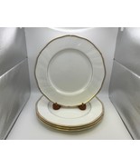 Set of 4 Wedgwood Bone China CROWN GOLD Dinner Plates - $279.99