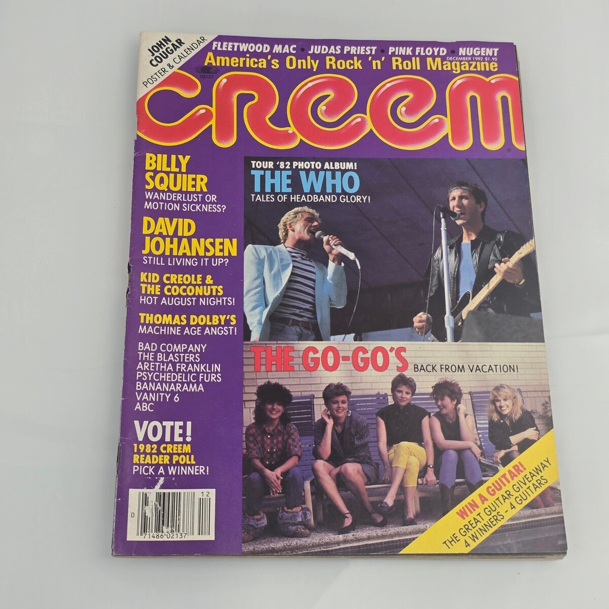 Creem Magazine December 1982 The Who, Go-Go&#39;s, Billy Squier, David Johan... - $8.91