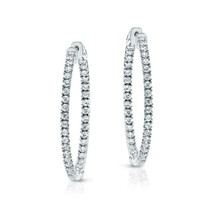 2.50 Ct Round Cubic Zirconia 4-Prong Set Hoop Earrings In 14K White Gold Plated - £95.64 GBP
