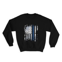 American Flag Back The Blue : Gift Sweatshirt For Police Officer Support... - $28.95
