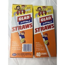 Vintage Glad Flexible Straws Plastic Sanitary 2 Pk Made in USA Carbide C... - £2.31 GBP