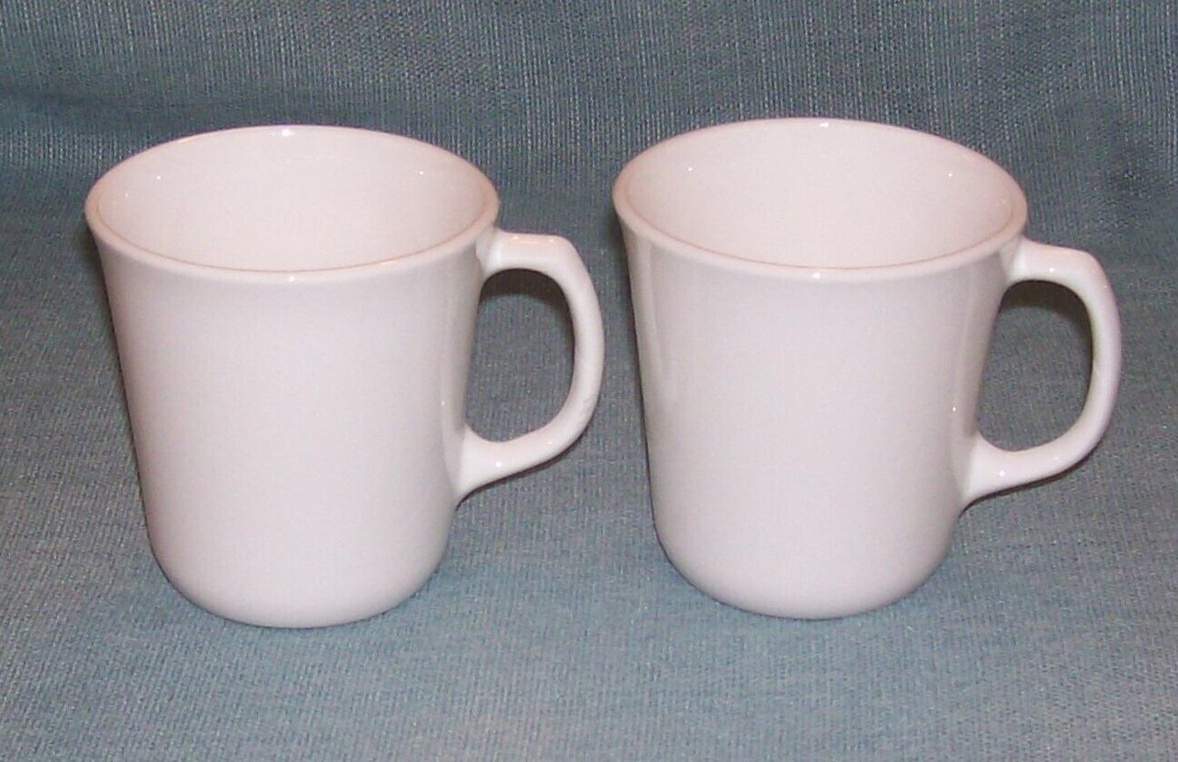 Corning USA Corelle WinterFrost White - D Handle Coffee Tea Mugs Cups- Set 2 VGU - $7.75