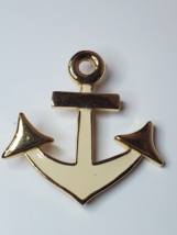 Pure Allure Anchor Pin Brooch Enamel on Gold Tone 2-3/8in - $11.83