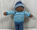 Pebble small mini plush knit knitted baby rattle faceless doll dark skin... - $5.19