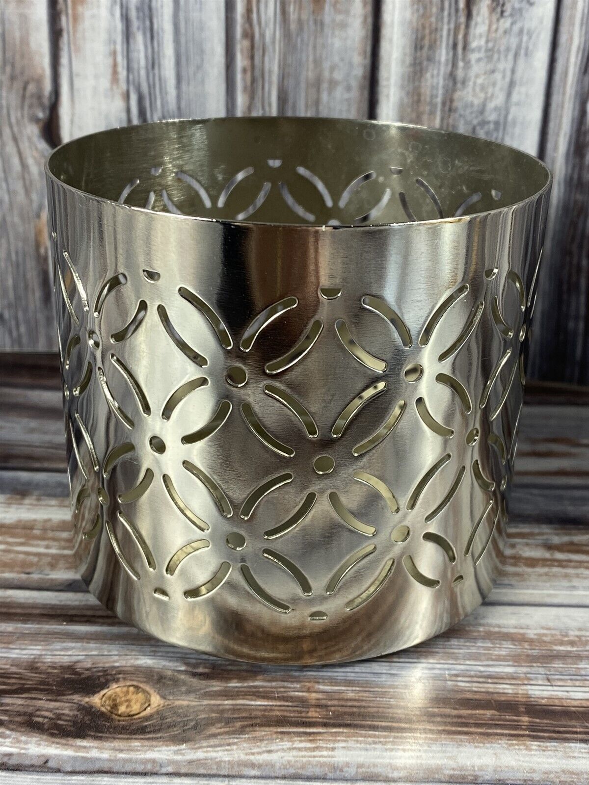 Illume Jar Candle Holder - Silver Tone - 3.75" Diameter - $9.74