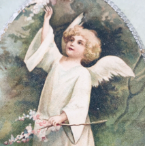 Vintage Embossed Loving Easter Greetings Cupid Angel Picking Flowers Card - $9.49