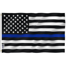 Anley 4x6 Foot Thin Blue Line USA Flag Honoring Law Enforcement Officers Flags - £6.34 GBP
