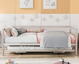 Twin Size Metal Daybed With Adjustable Pop-Up Trundle,Multifunctional St... - £303.82 GBP