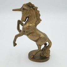 Vintage Unicorn MSR Imports 1980 Heavy Solid Brass Metal Aged Figurine 8 X 5 &quot; - £29.41 GBP