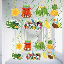 Tropical Tiki Swirls - 30 Pack Luau Hanging Decorations for Hawaiian Themed Part - £30.43 GBP