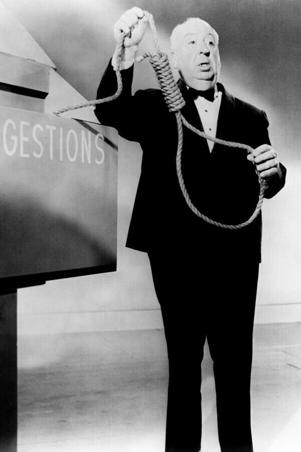 Alfred Hitchcock holds up noose 1960&#39;s pose 4x6 inch real photo - $4.75