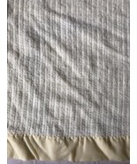 Vtg Beacon Fleeced Acrylic Baby Blanket Satin Edge Trim Pale Yellow Wove... - £67.74 GBP