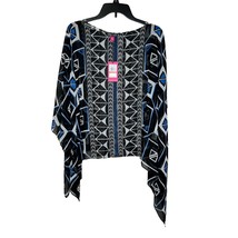 Vince Camuto Women&#39;s Top Geometric Sheer Poncho Pouf Boat Neck Blue Sz. XS NWT - £21.19 GBP