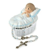 NEW Precious Moments Blue Baby Baptism Rosary Boy With Box - $26.45