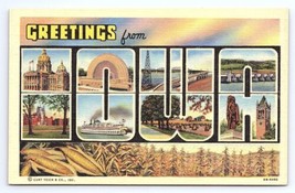 Postcard Greetings From Iowa Large Letter Greetings Curt Teich - £2.96 GBP