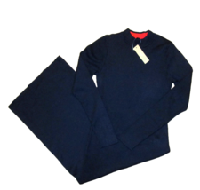 NWT J.Crew Long Sleeve Ribbed Knit Midi in Navy Blue Stretch Dress S - £63.70 GBP
