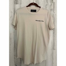 Abercrombie &amp; Fitch Men’s Tshirt Medium Soft Tee Beige Cream curved Hem - £11.85 GBP