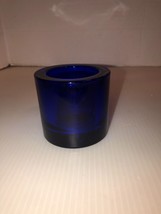 Vintage Marimekko Finland Cobalt Blue Votive Tealight Candle Holder 2 1/2&quot; - £11.17 GBP