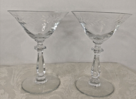 Handblow Crystal Chanpag/Martiny/Sherbet Etched Around Tall Glasses Set Of 2... - £18.34 GBP