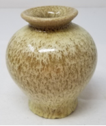 Earth Tone Speckled Glaze Vase Handmade 1970s Round Flared Small  - £14.26 GBP