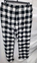 Women's Size Large Black & White Plaid Checkered Pajama Pants Stars Above image 2