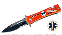 Assisted Opening Rescue Knife Paramedic Orange Serrated - $9.88