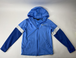 Nike Dri Fit Hoodie Blue Full Zip Jacket Logo Swoosh Youth Size L Boys - £7.57 GBP