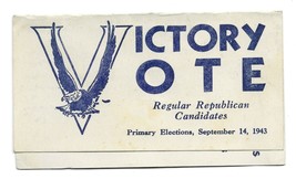 Vintage 1943 Pittsburgh Pennsylvania Republican Party Primary Candidate ... - $24.74
