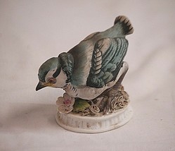 Old Vintage Lefton China Blue Jay KW1637 Bisque Figurine Shadow Box Shelf Decor - £7.90 GBP