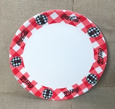 Rare Vintage Gibson Coca Cola Checkered Gingham Trim Melamine Plate 10 1/2 In - £12.59 GBP