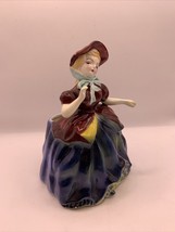 Southern Belle Figurine Planter Blue Maroon 7” Tall Unmarked - £12.34 GBP