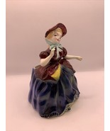 Southern Belle Figurine Planter Blue Maroon 7” Tall Unmarked - $15.00