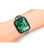 VINTAGE NATIVE AMERICAN AZTEC 925 STEARLING SILVER CUFF BRACELET CARVED ... - $109.07