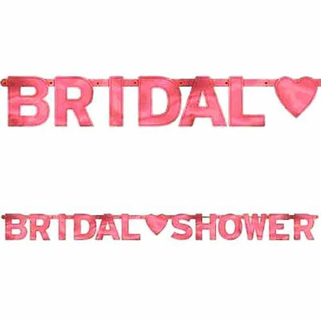 Bridal Shower Pink Metallic Banner Party Decorations 1 Piece 6 Ft New - $4.95
