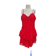 Wild Fable Red Mini Large Dress Ruffle Lace Adjustable Straps Solid Floral - £12.57 GBP