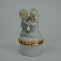Precious Moments Boy Girl Wedding Figural Porcelain Hinged Trinket Box  ... - $19.00