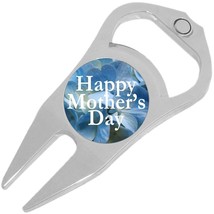 Happy Mothers Day Blue Flower Golf Ball Marker Divot Repair Tool Bottle Opener - £9.37 GBP