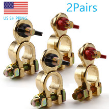 4X Brass Battery Terminal Positive Negative Connectors Clamp Marine Top Post End - £21.93 GBP