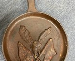 Rare Vintage 7.5” Cast Iron Skillet Eagle Holding Flags Wall Hanging Decor - $23.76