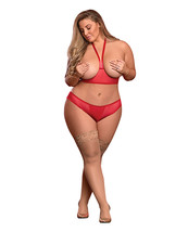 Risque Business Cupless Bra &amp; Crotchless Panty Red Qn - £20.47 GBP