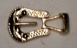 Black-etched gold stirrup-shape small belt buckle for 1/2&quot; wide belts - £1.56 GBP