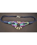 Vintage 80s Statement Braided Belt Womens Purple Green Blue Colorful Med... - $42.07 CAD
