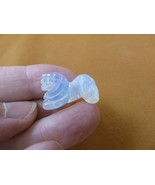 (Y-LIO-500) 1&quot; White Opalite LION gemstone wild big cat STONE carving li... - $8.99