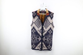 Vintage 90s Streetwear Womens Small Wool Southwestern Blanket Button Vest USA - £59.17 GBP