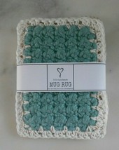  Set of Two Handmade Crocheted Mug Rug/Coasters -New-All Cotton-Teal Blu... - $14.50