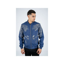 Mens Platini Bamber Jacket with Lion Rhinestone Design Zip up BMJ8133 Blue image 7