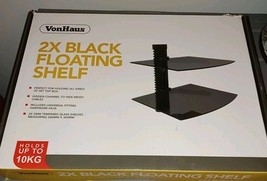 Von Haus 2X Black Floating Glass Shelves Holds Up To 10kg And Hides Cable - $391.25 MXN