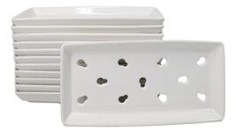 Pack Of 12 Ceramic White Neta Zara Sushi Case Plates With Drip Holes 8&quot; ... - $1,637.60 MXN